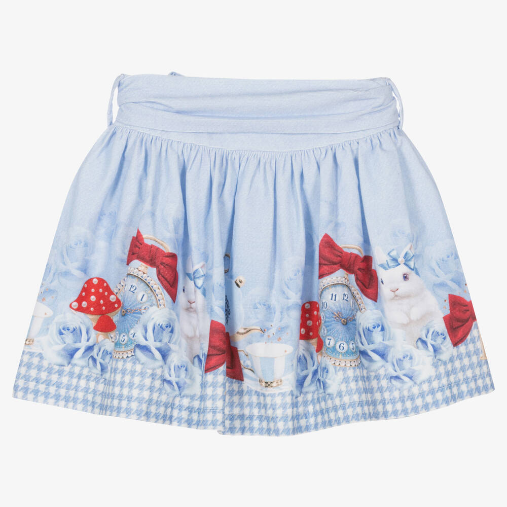 Balloon Chic-Girls Blue Houndstooth Cotton Skirt | Childrensalon Outlet
