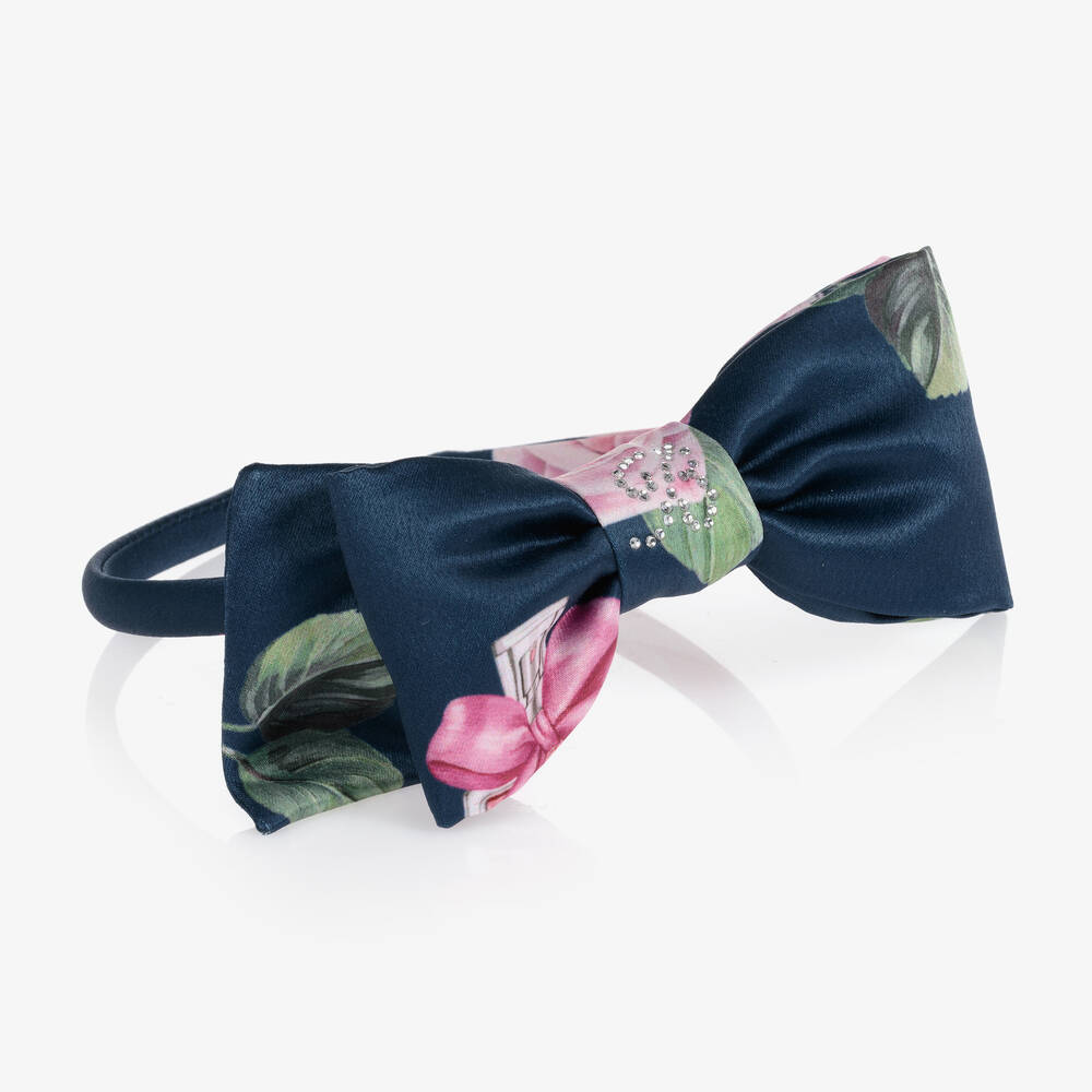 Balloon Chic-Girls Blue & Pink Bow Hairband | Childrensalon Outlet