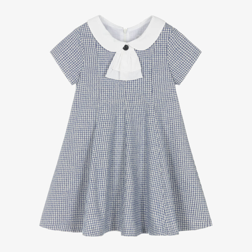Balloon Chic-Girls Blue Plaid Cotton Dress | Childrensalon Outlet