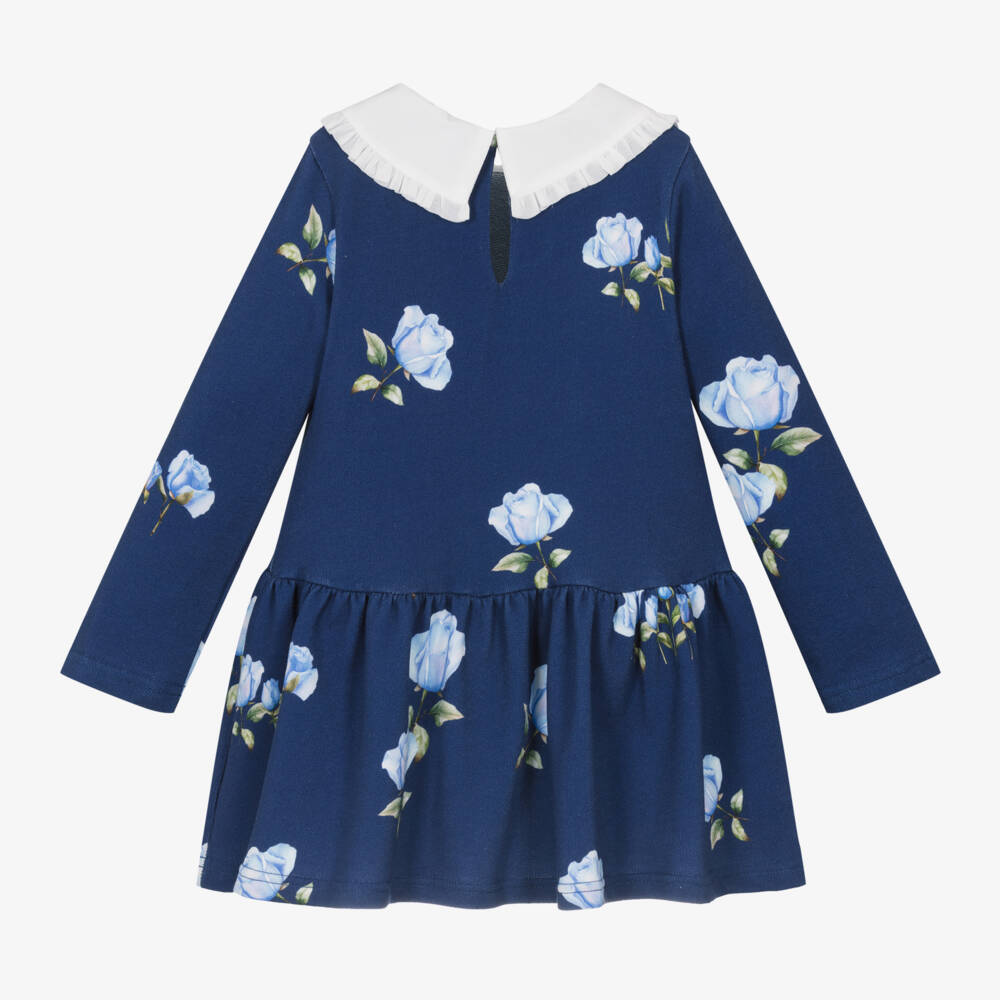 Balloon Chic-Girls Blue Rose Jersey Dress | Childrensalon Outlet