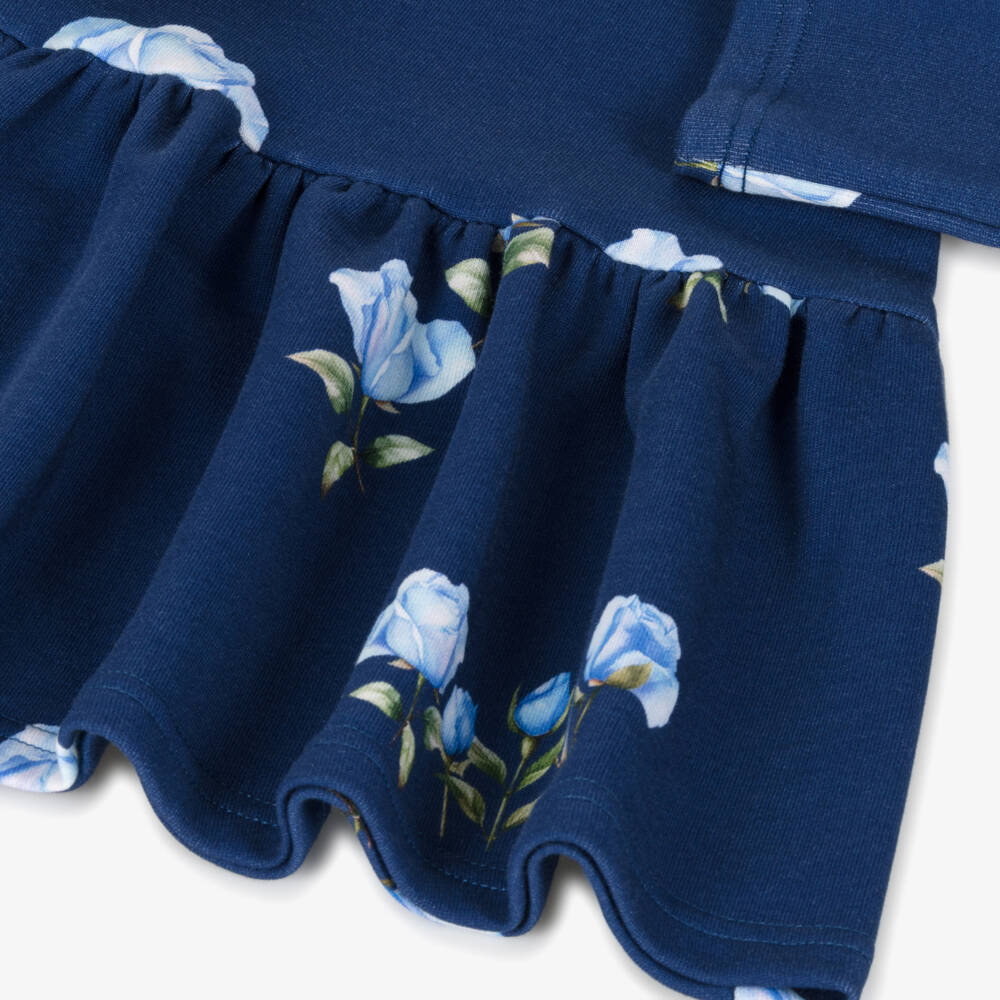 Balloon Chic-Girls Blue Rose Jersey Dress | Childrensalon Outlet