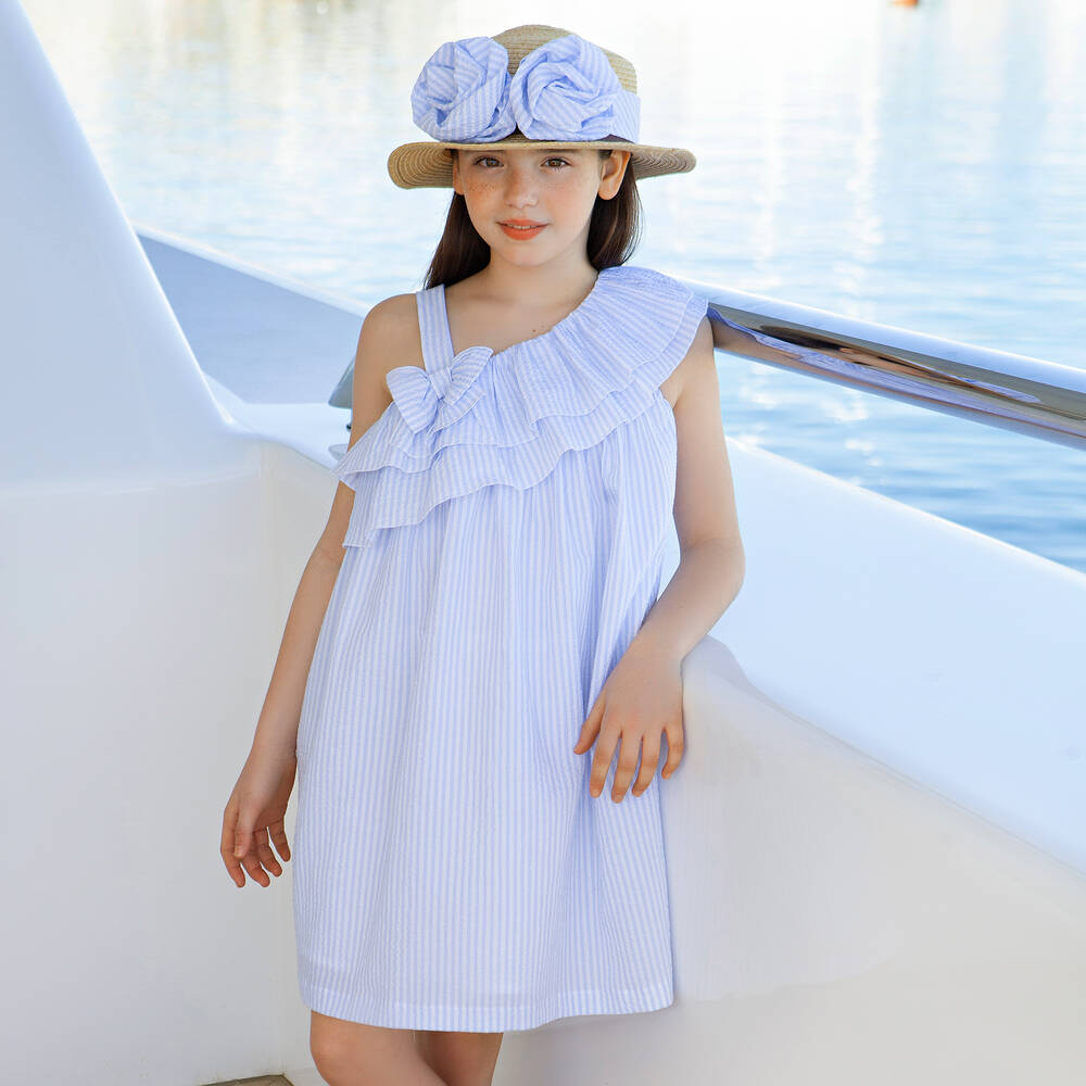 Balloon Chic-Girls Blue Striped Dress | Childrensalon Outlet