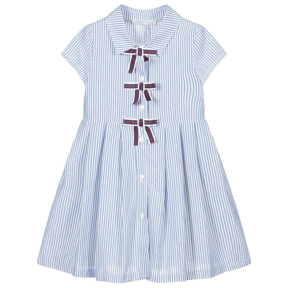 Balloon Chic Girls Blue Striped Shirt Dress Childrensalon Outlet