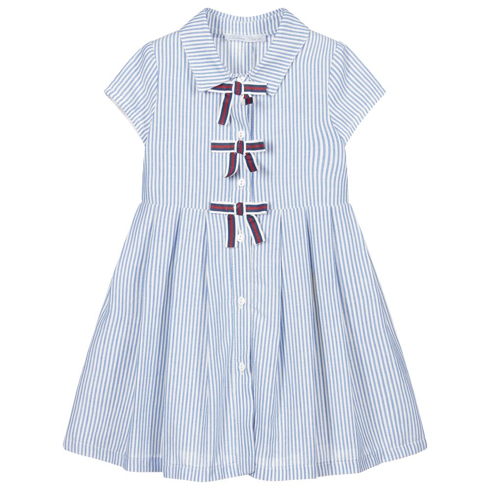 Balloon Chic - Girls Blue Striped Shirt Dress | Childrensalon