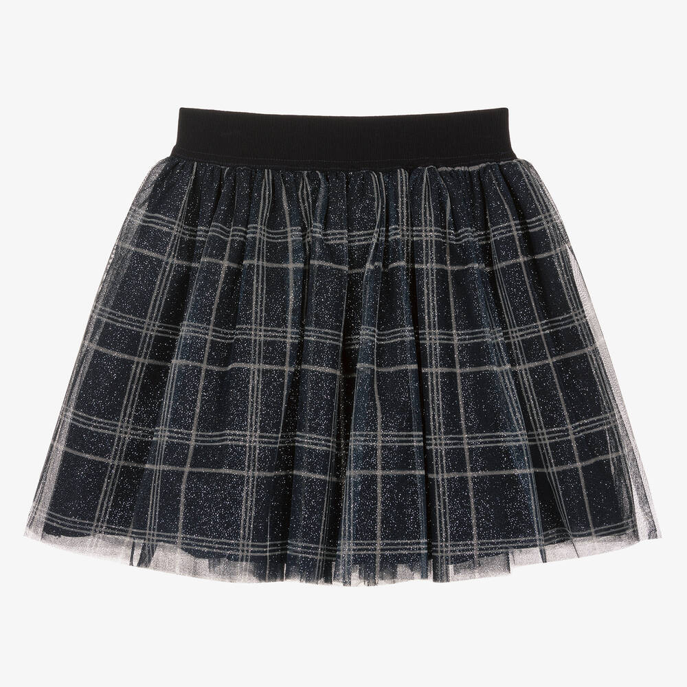 Balloon Chic-Girls Blue Tulle Check Skirt | Childrensalon Outlet