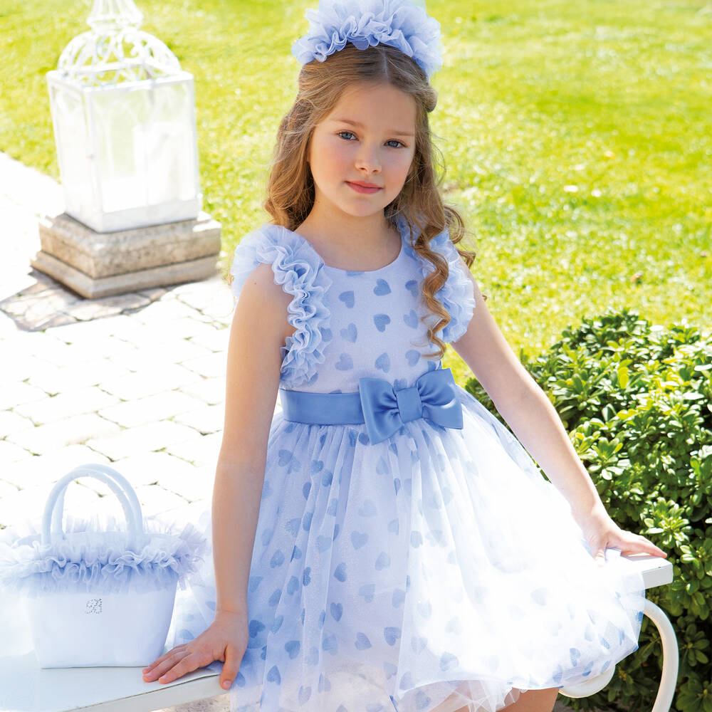 Balloon Chic-Girls Blue Tulle Heart Dress | Childrensalon Outlet