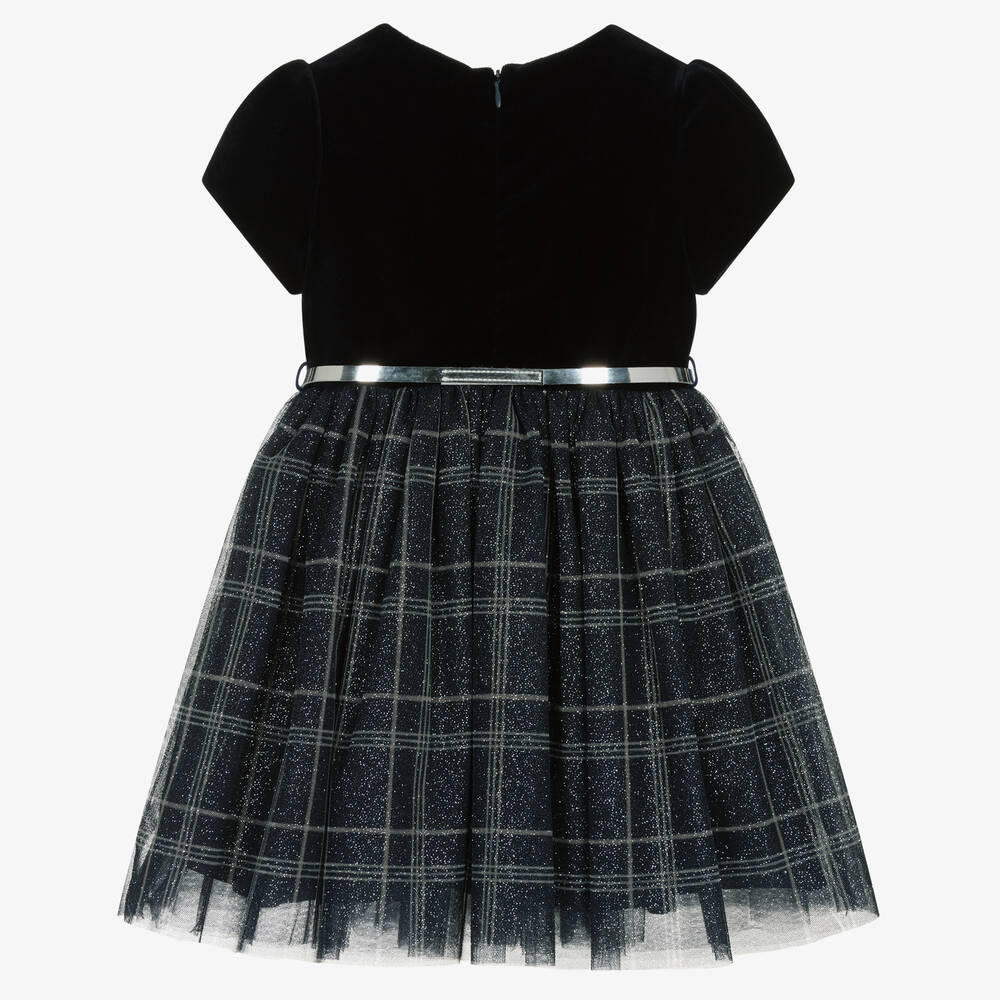 Balloon Chic-Girls Blue Velvet & Tulle Dress | Childrensalon Outlet