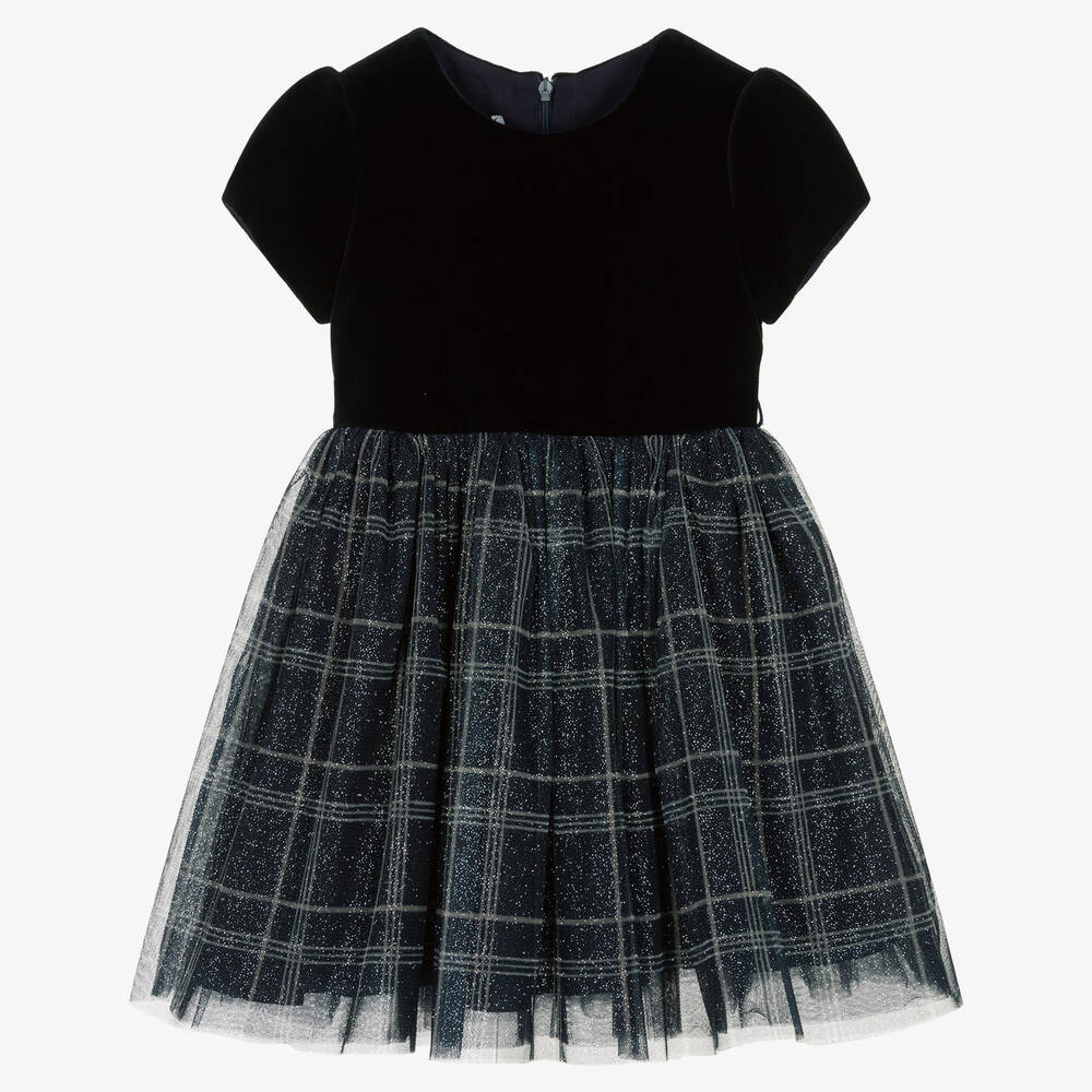 Balloon Chic-Girls Blue Velvet & Tulle Dress | Childrensalon Outlet
