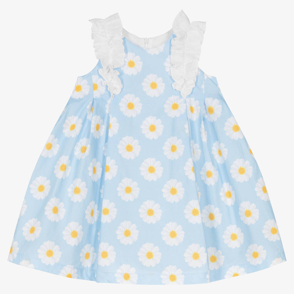 Balloon Chic - Голубое хлопковое платье с белыми ромашками | Childrensalon