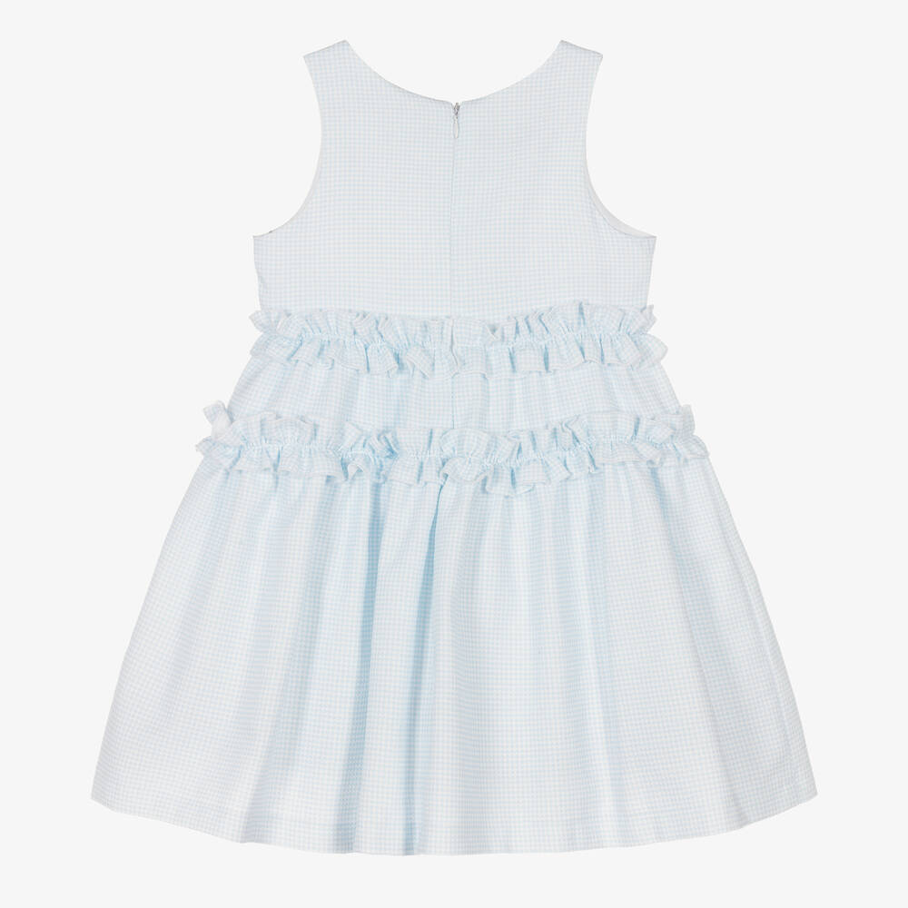 Balloon Chic-Girls Blue & White Cotton Dress  | Childrensalon Outlet