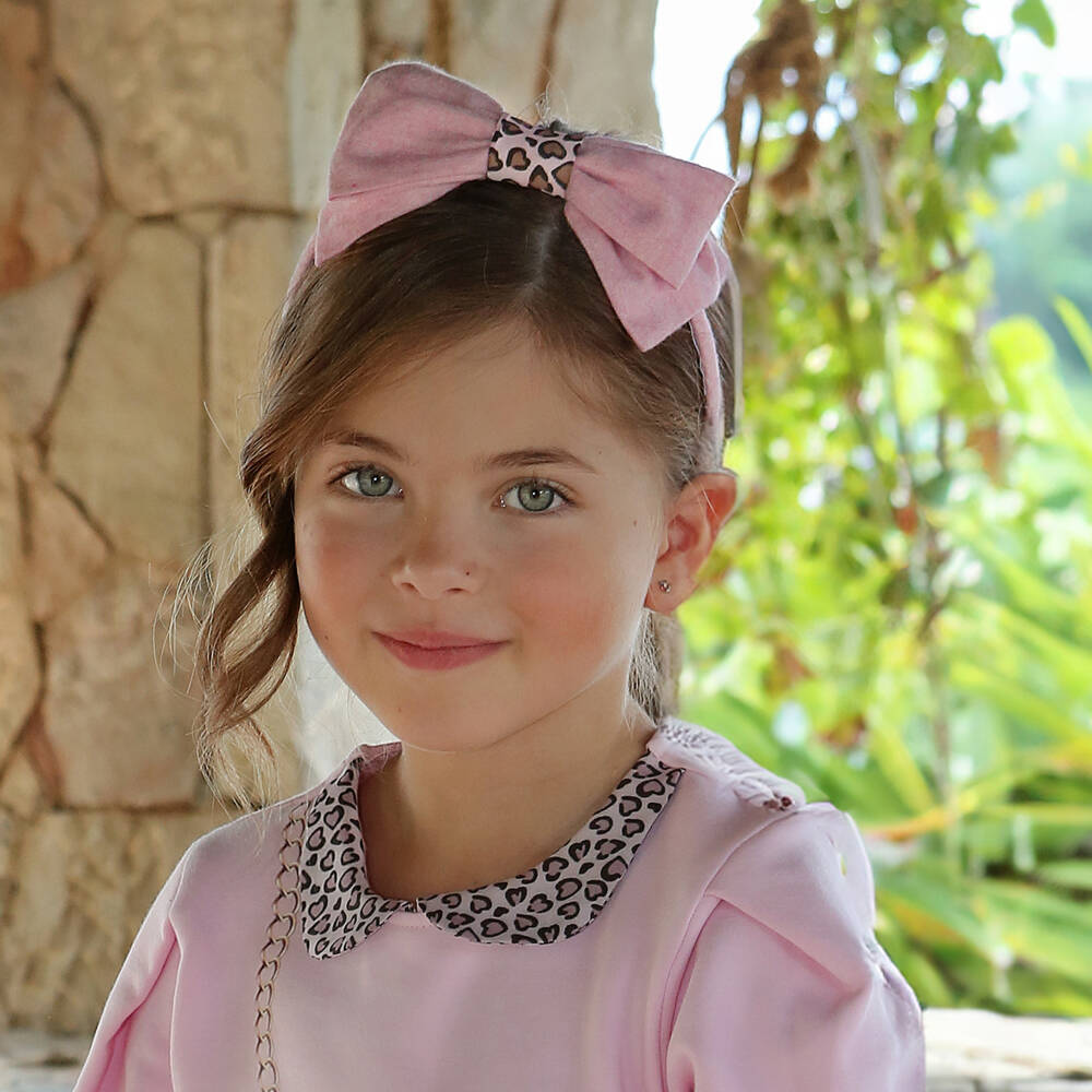 Balloon Chic-Girls Cotton Pink Leopard Headband | Childrensalon Outlet
