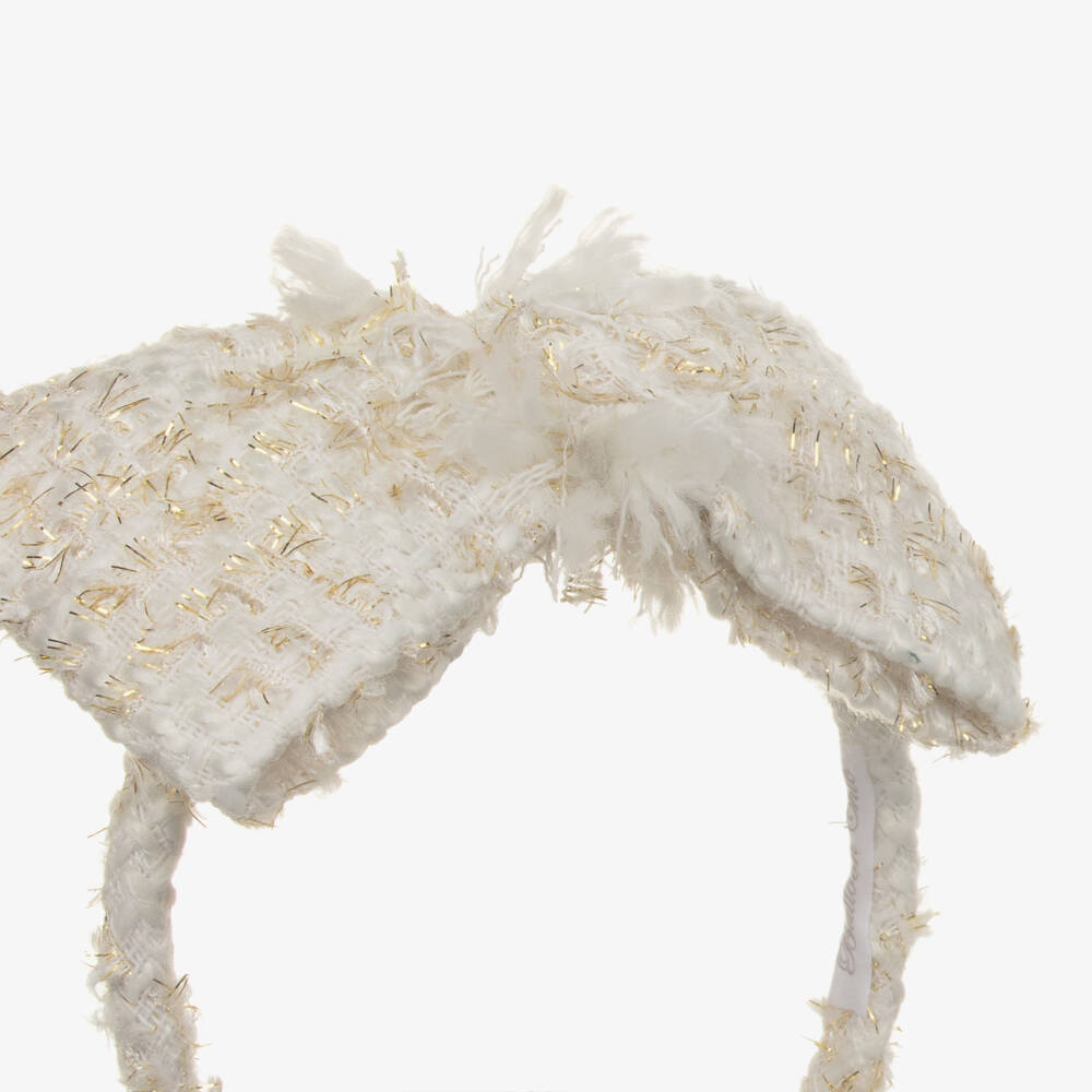 Balloon Chic-Girls Cream & Gold Tweed Headband | Childrensalon Outlet