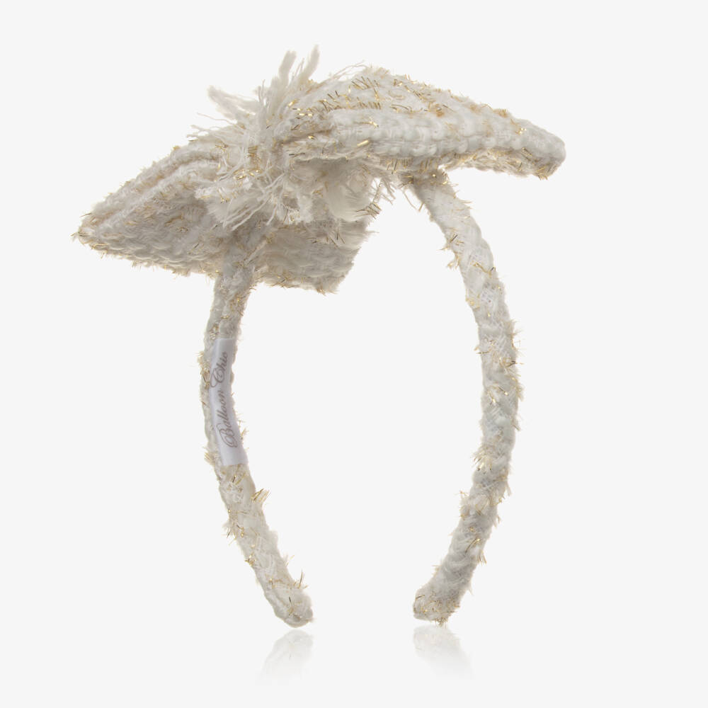 Balloon Chic-Girls Cream & Gold Tweed Headband | Childrensalon Outlet