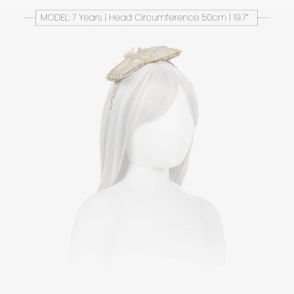 Balloon Chic-Girls Cream & Gold Tweed Headband | Childrensalon Outlet