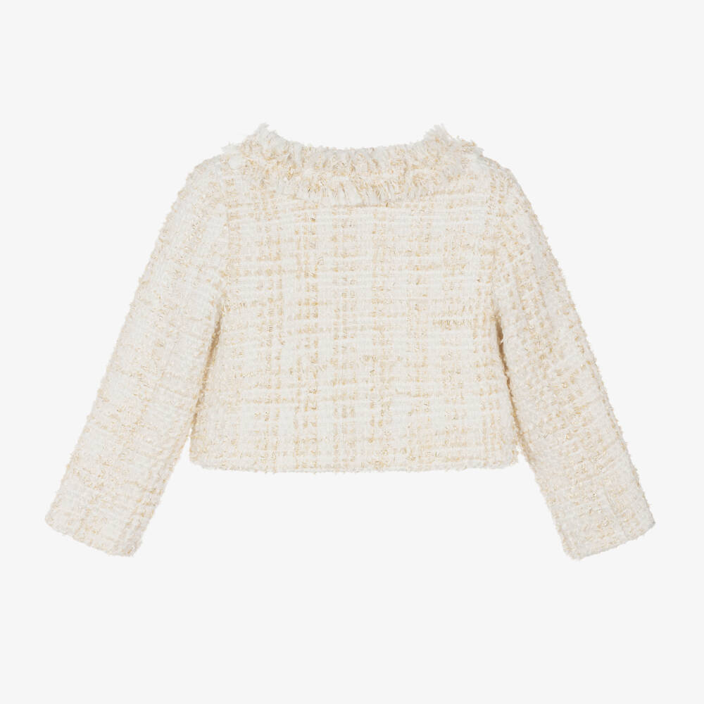 Balloon Chic-Girls Cream Tweed Coat | Childrensalon Outlet