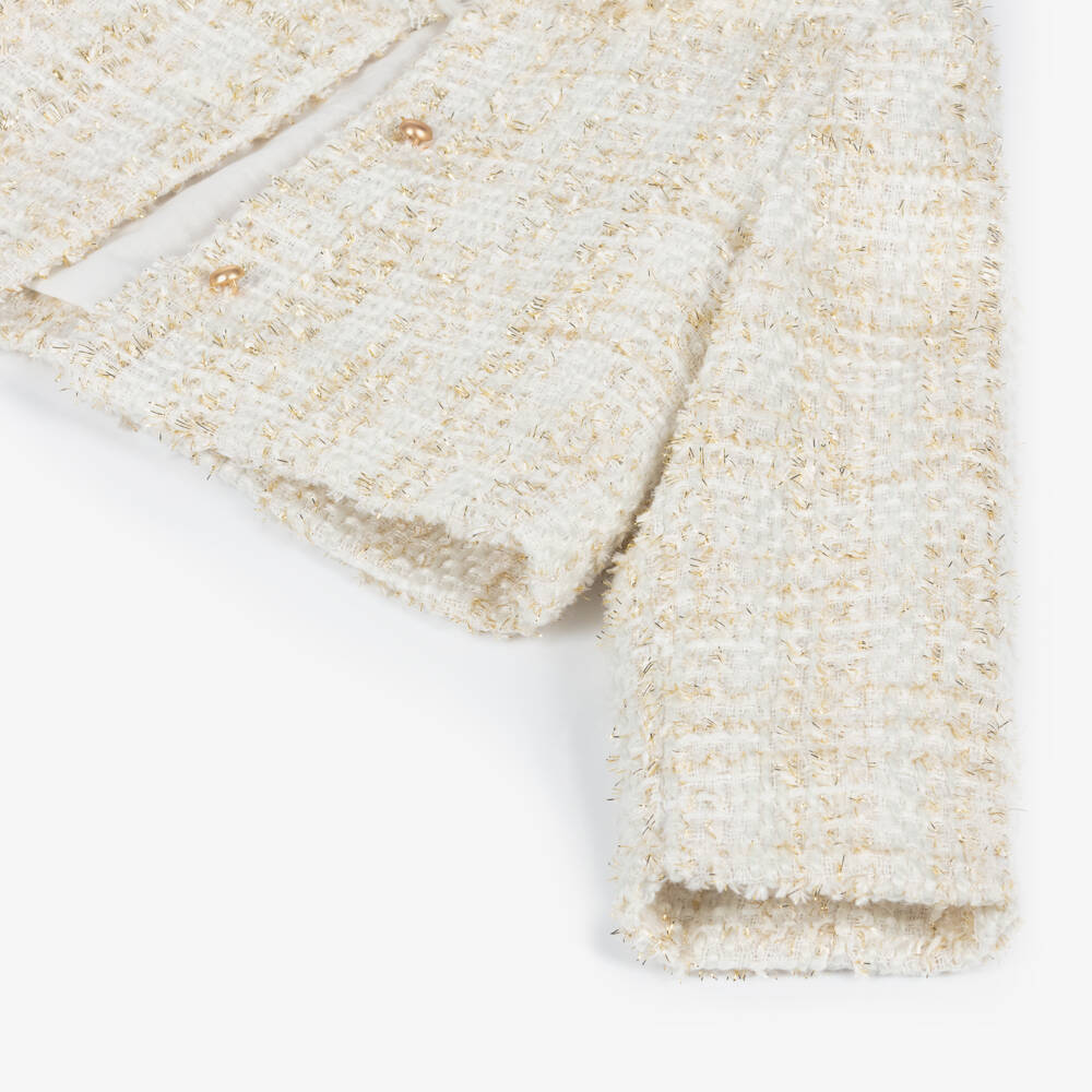 Balloon Chic-Girls Cream Tweed Coat | Childrensalon Outlet