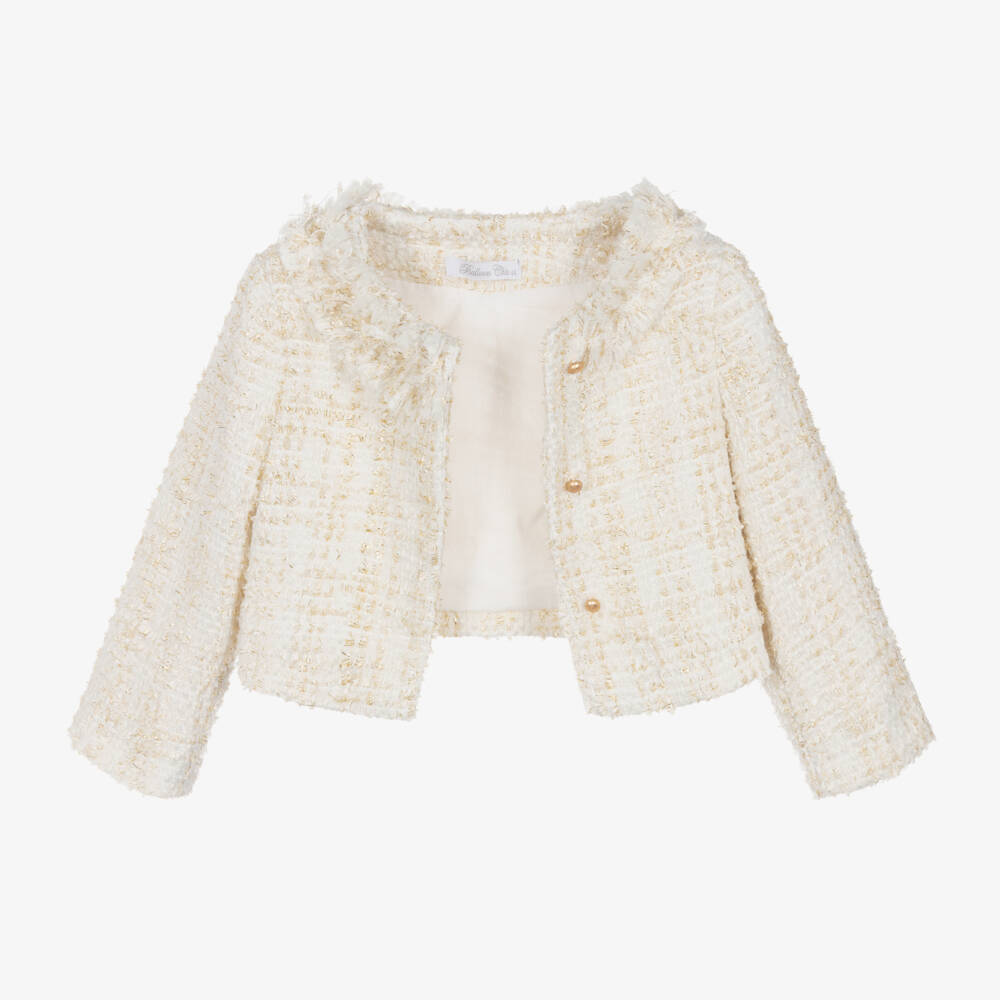 Balloon Chic-Girls Cream Tweed Coat | Childrensalon Outlet