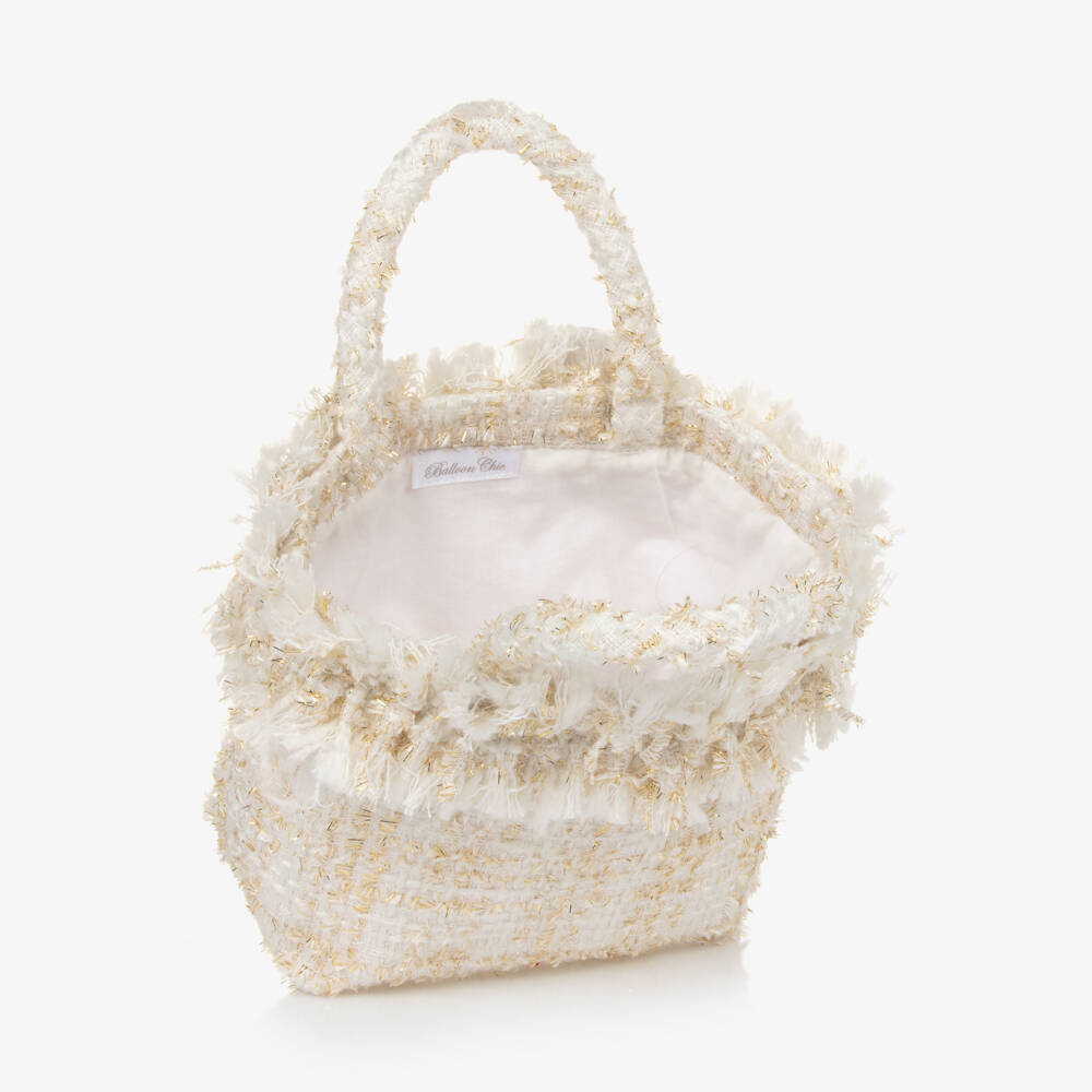 Balloon Chic-Girls Cream Tweed Tote Bag | Childrensalon Outlet