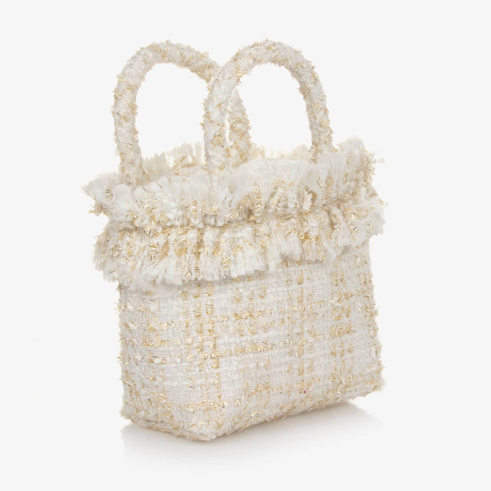 Balloon Chic-Girls Cream Tweed Tote Bag | Childrensalon Outlet