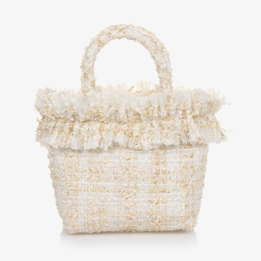 Balloon Chic-Girls Cream Tweed Tote Bag | Childrensalon Outlet