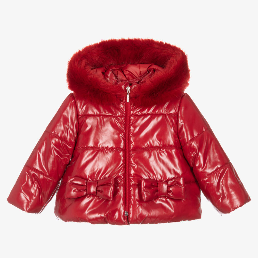 Balloon Chic - Girls Deep Red Puffer Jacket | Childrensalon