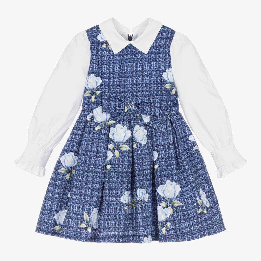 Balloon Chic-Girls Elegant Blue Blossom Frock | Childrensalon Outlet