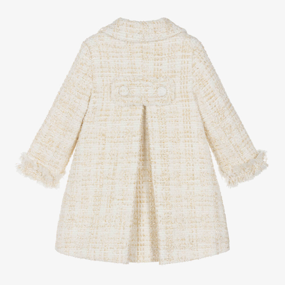 Balloon Chic-Girls Elegant Ivory Tweed Overcoat | Childrensalon Outlet
