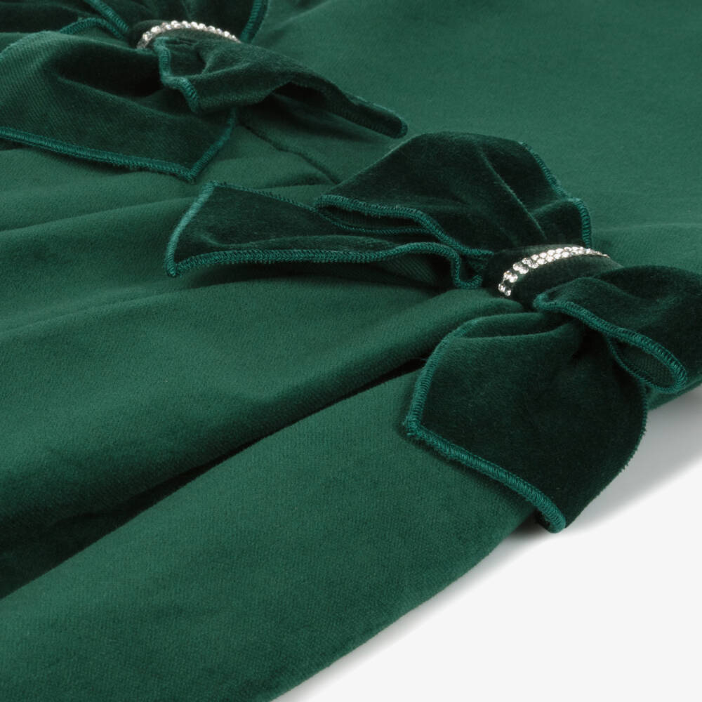 Balloon Chic-Girls Emerald Velvet Bow Dress | Childrensalon Outlet