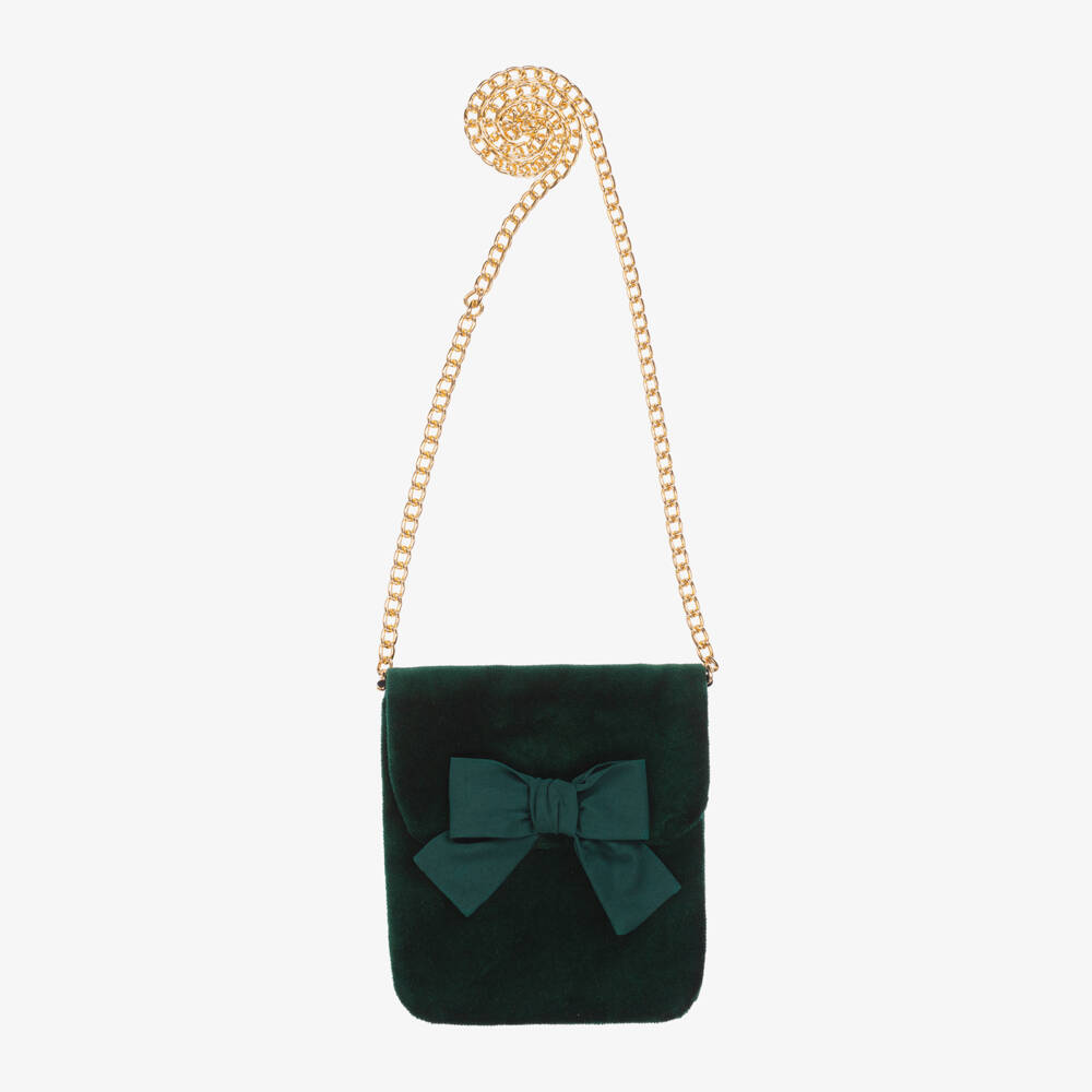 Balloon Chic-Girls Forest Velvet Bow Handbag | Childrensalon Outlet