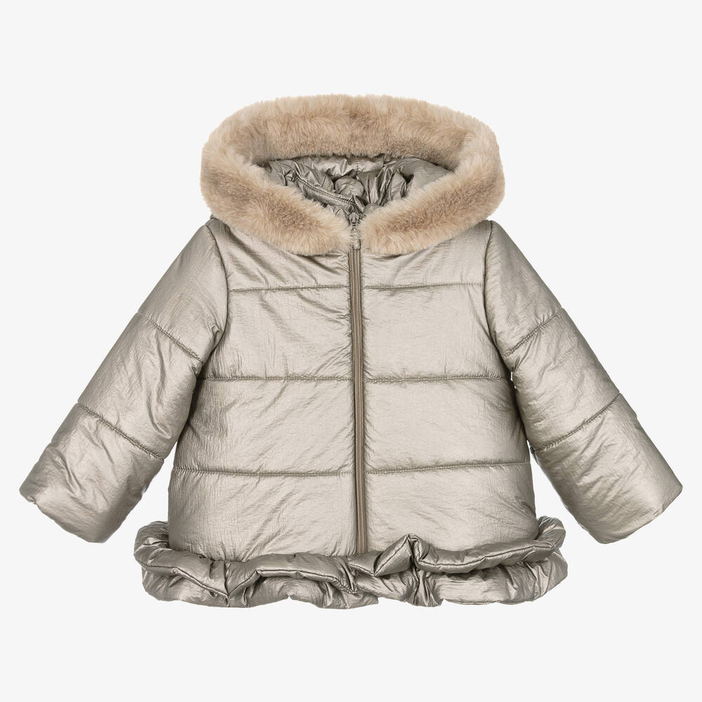 Balloon Chic - Girls Gold Puffer Jacket | Childrensalon