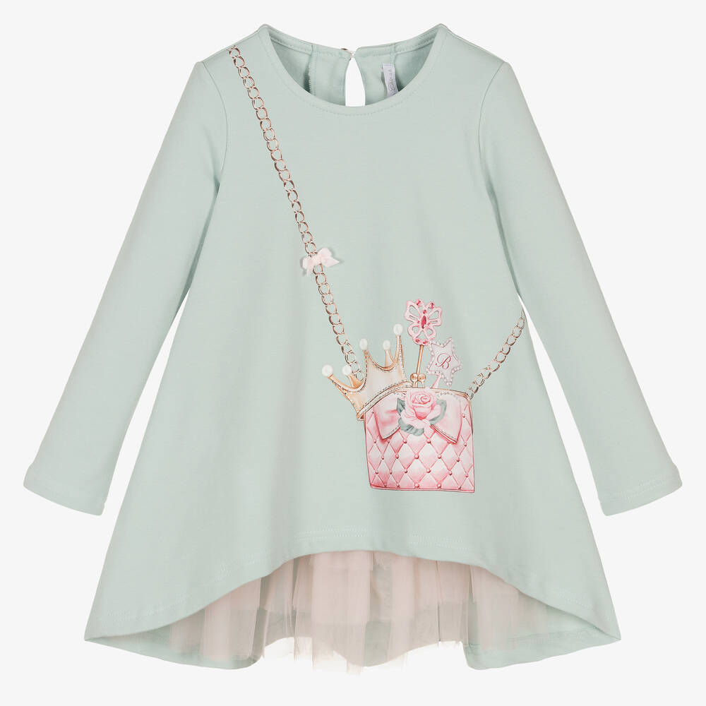 Balloon Chic-Girls Green Bag Print Dress | Childrensalon Outlet