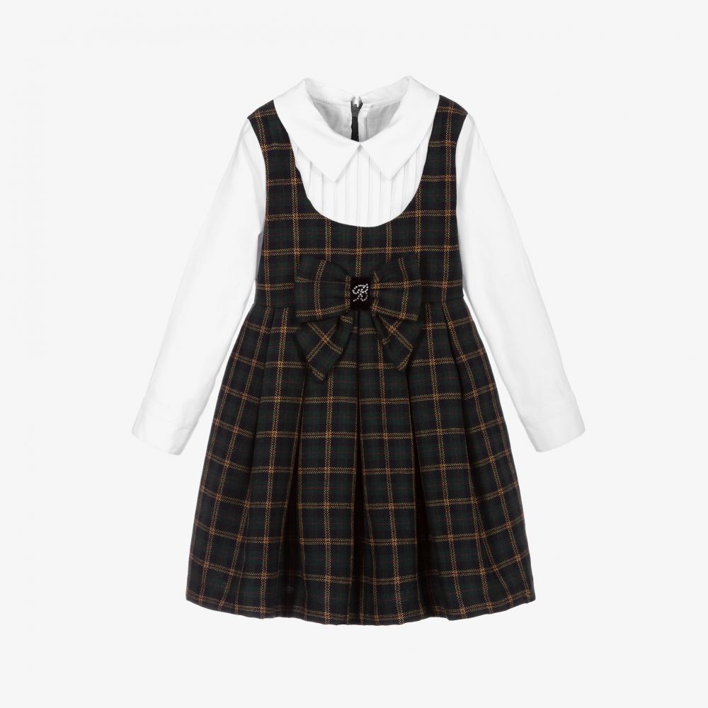 Balloon Chic - Girls Green Check Dress 