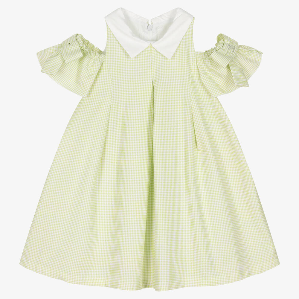 Balloon Chic - Girls Green Cotton Dress | Childrensalon
