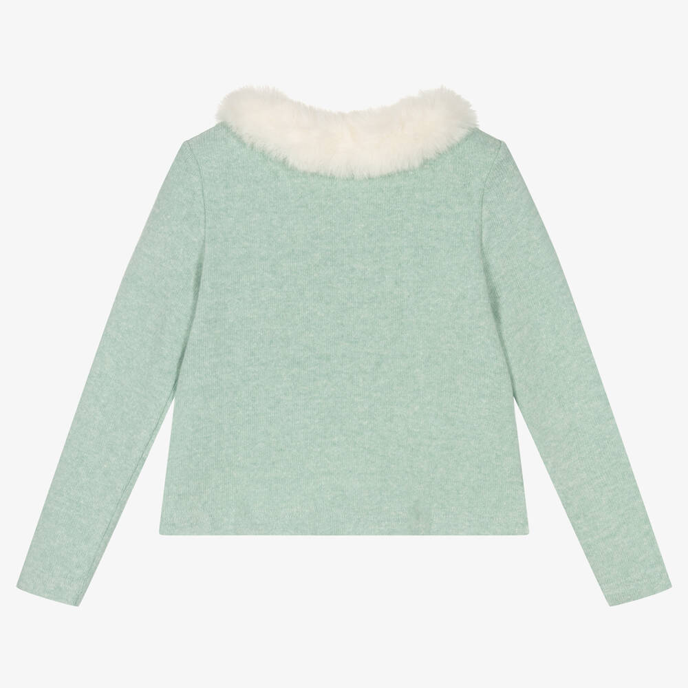 Balloon Chic-Girls Green Cotton Knit Cardigan | Childrensalon Outlet