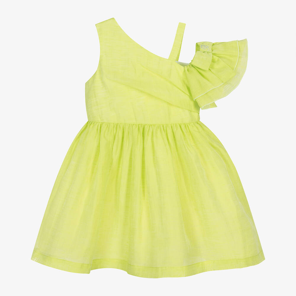 Balloon Chic-Girls Green Linen Dress | Childrensalon Outlet