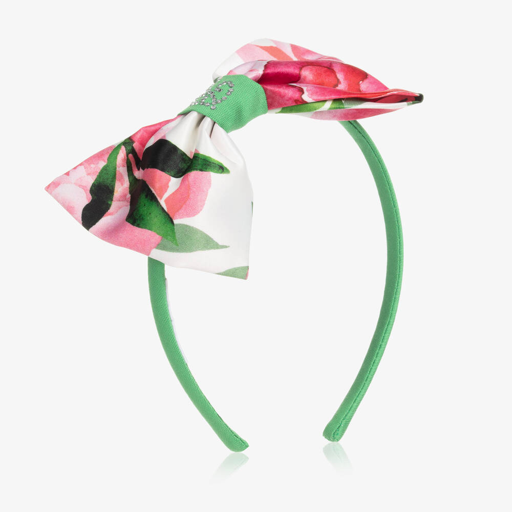 Balloon Chic - Serre-tête vert et rose à fleurs | Childrensalon