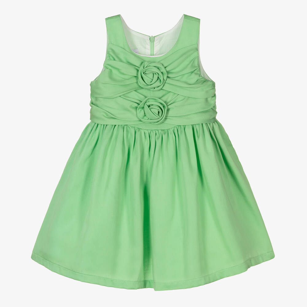 Balloon Chic - Girls Green Sleeveless Floral Dress | Childrensalon