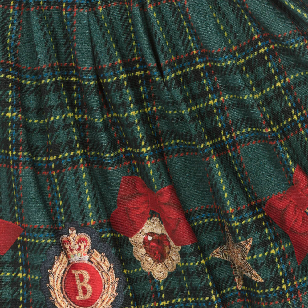 Balloon Chic-Girls Green Tartan Cotton Dress | Childrensalon Outlet