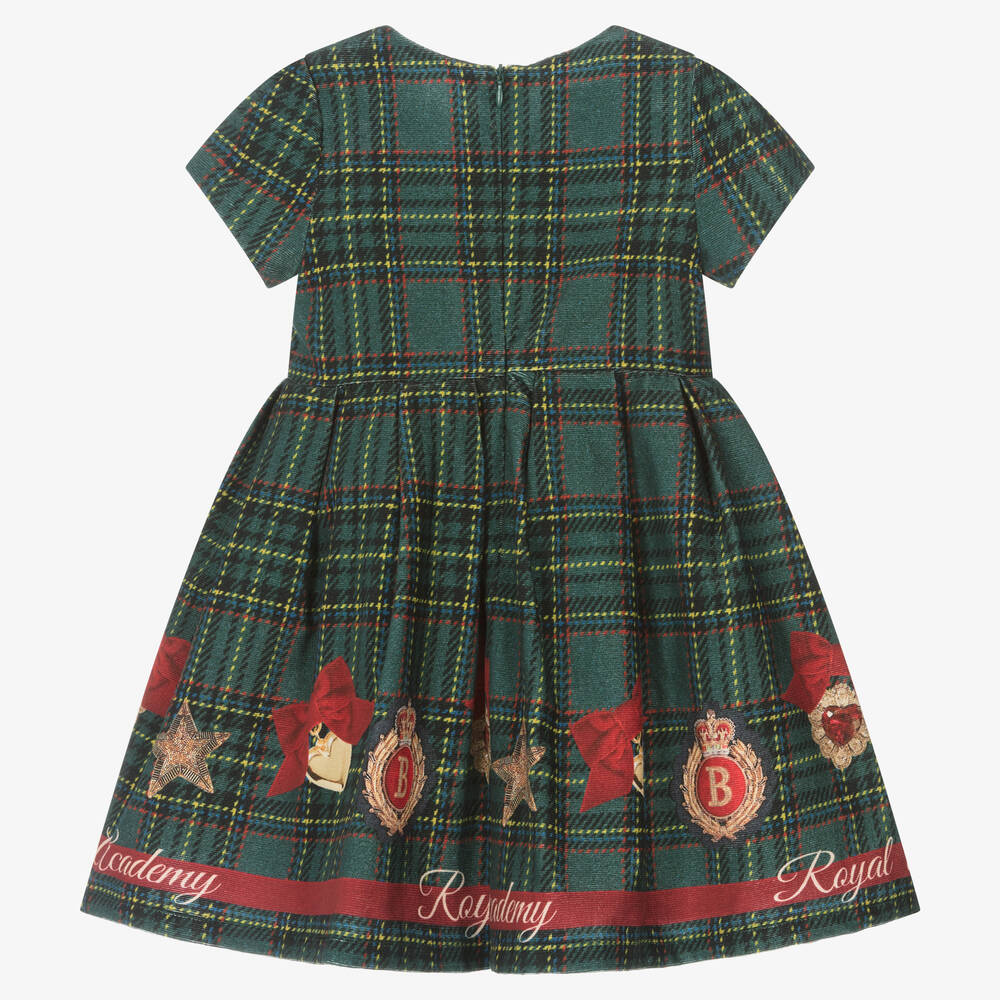 Balloon Chic-Girls Green Tartan Cotton Dress | Childrensalon Outlet