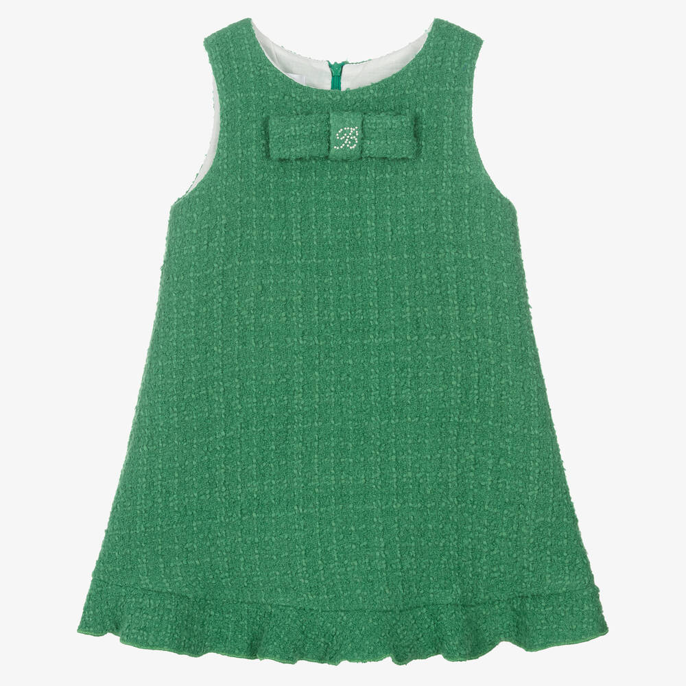 Balloon Chic - Robe verte en tweed fille | Childrensalon