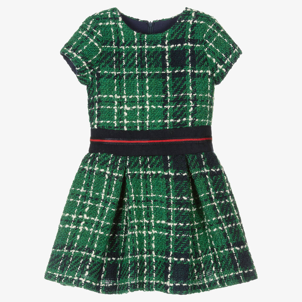 Balloon Chic - Girls Green Tweed Dress | Childrensalon