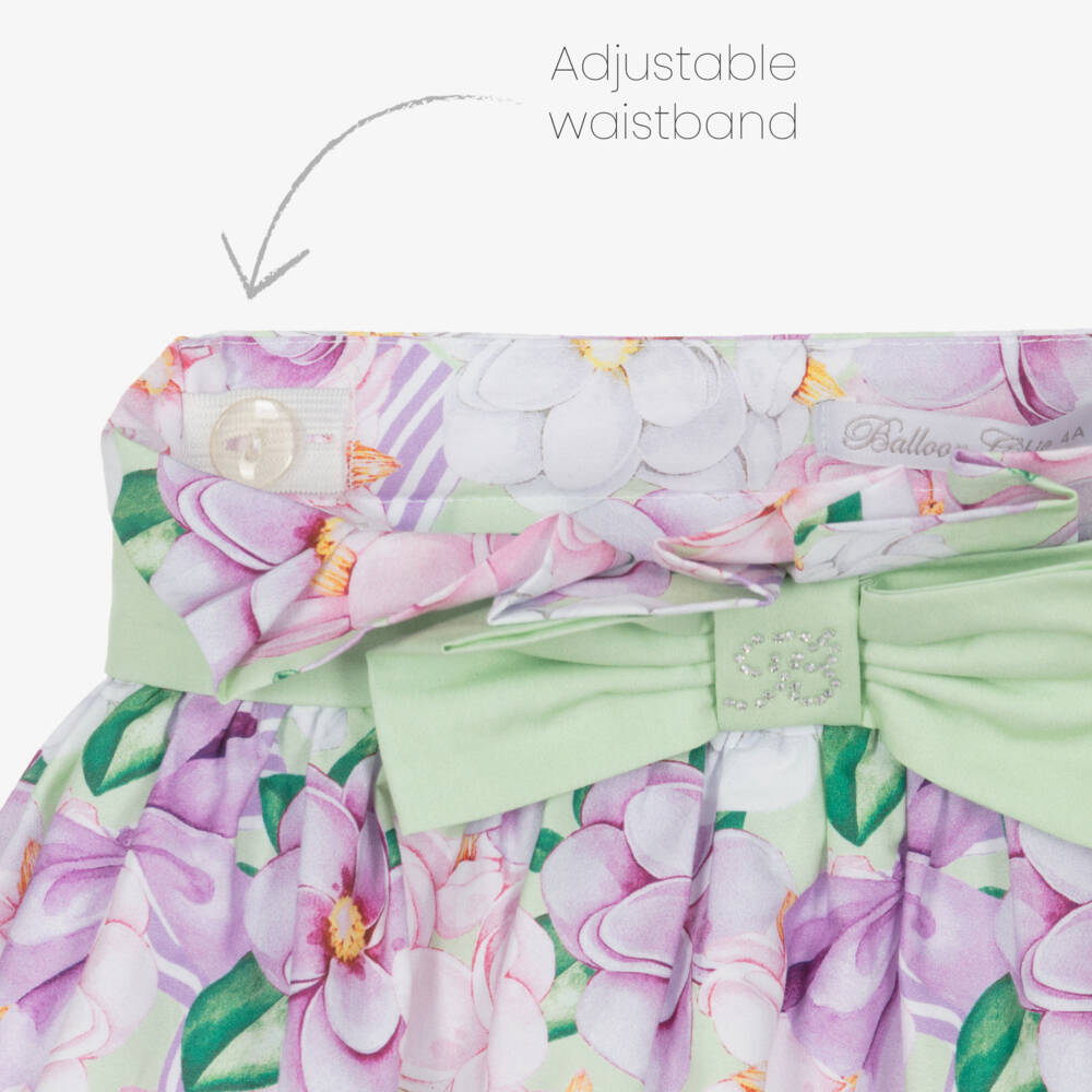 Balloon Chic-Girls Green & White Cotton Skirt Set | Childrensalon Outlet