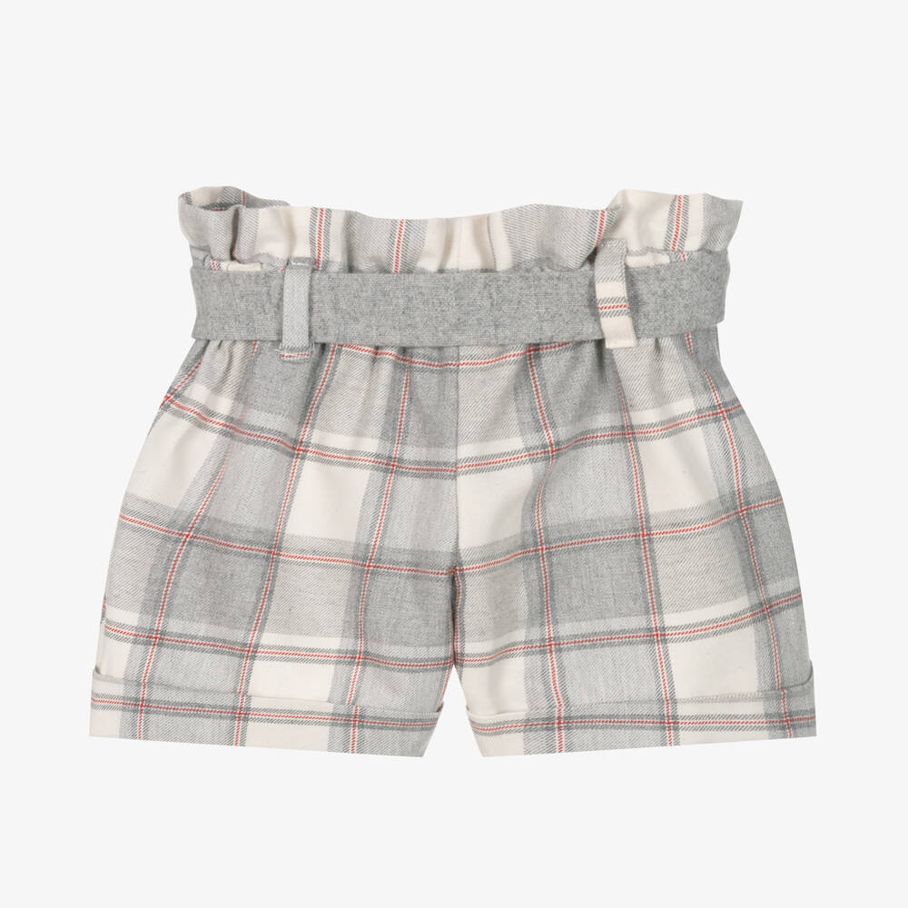 Balloon Chic-Girls Grey Check Cotton Shorts | Childrensalon Outlet