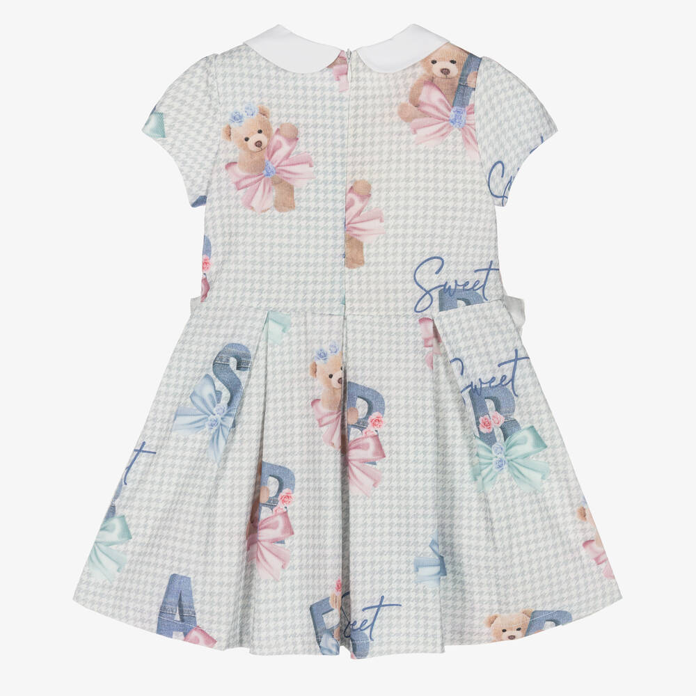 Balloon Chic-Girls Grey Cotton Houndstooth Dress | Childrensalon Outlet