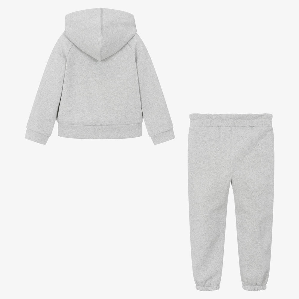 Balloon Chic-Girls Grey Floral Cotton Tracksuit | Childrensalon Outlet