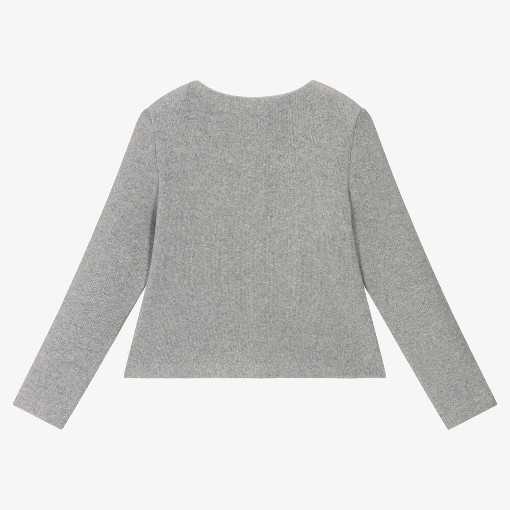 Balloon Chic-Girls Grey Rose Cardigan  | Childrensalon Outlet