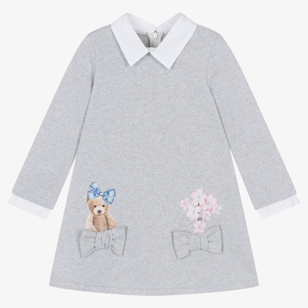 Balloon Chic-Girls Grey Teddy Bear Dress | Childrensalon Outlet