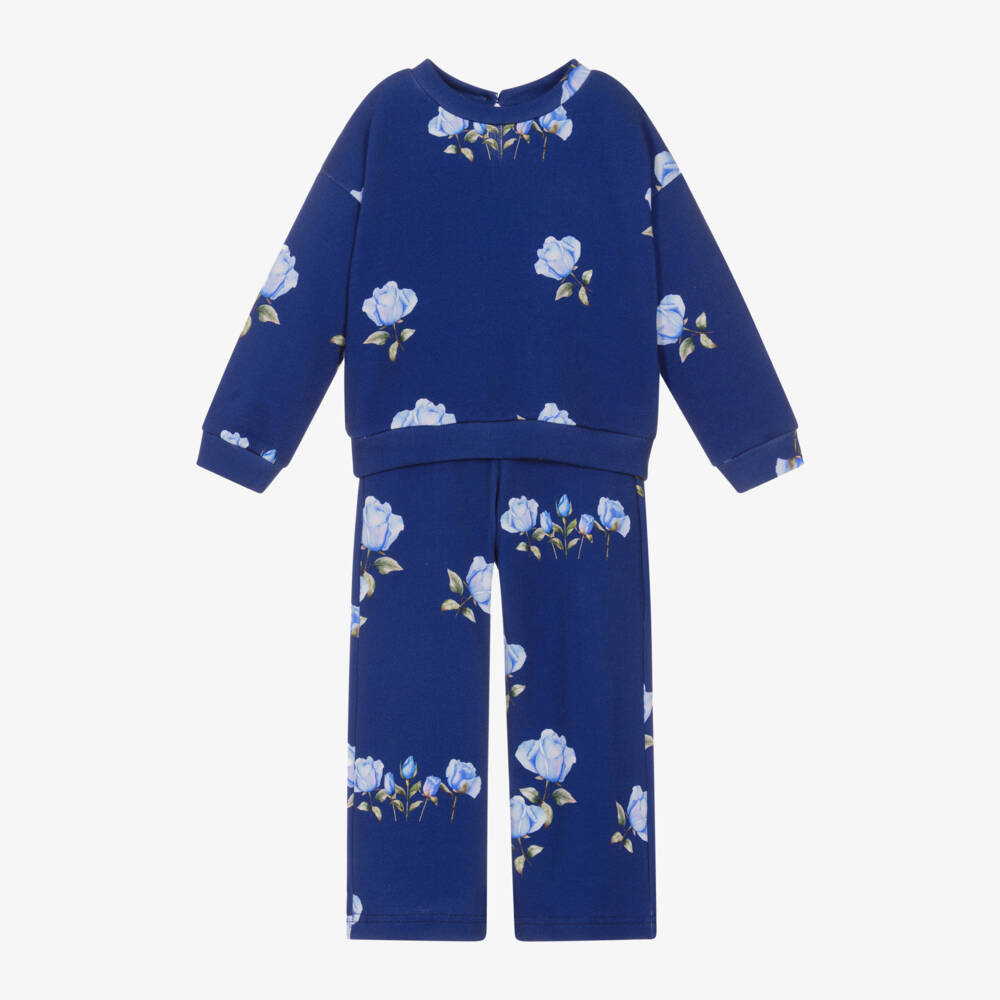 Balloon Chic-Girls Indigo Rose Print Tracksuit | Childrensalon Outlet