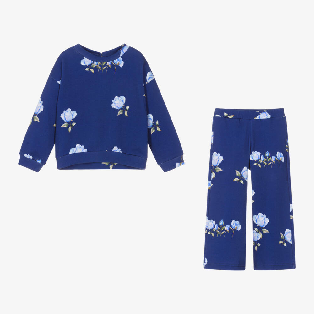 Balloon Chic-Girls Indigo Rose Print Tracksuit | Childrensalon Outlet