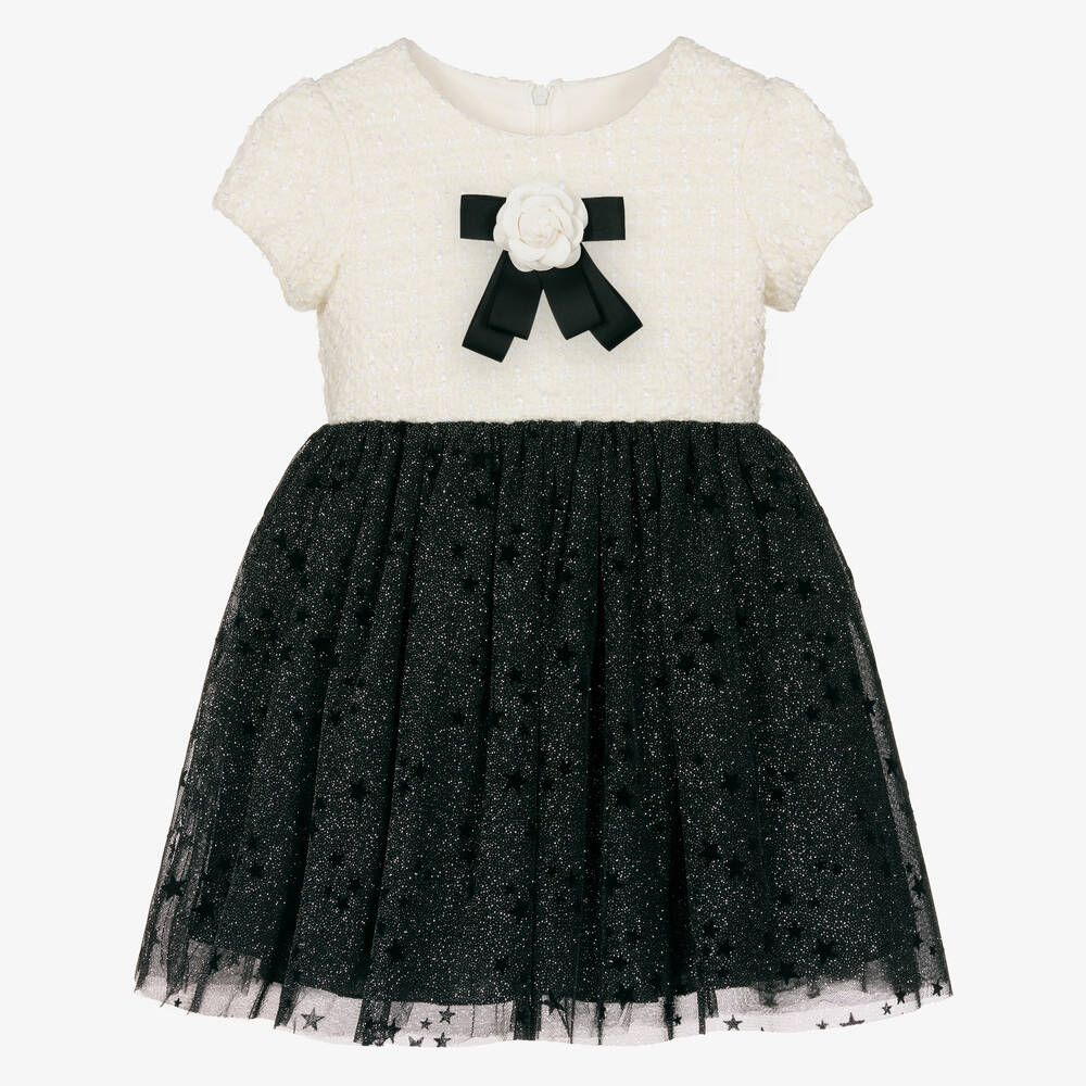 Balloon Chic - Girls Ivory & Black Tulle Dress | Childrensalon